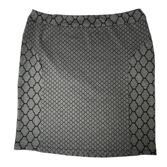 Ashley Stewart Sz 18/20 Women's Skirt Black Gray Geometric Circles Knit Classic - Picture 1 of 10